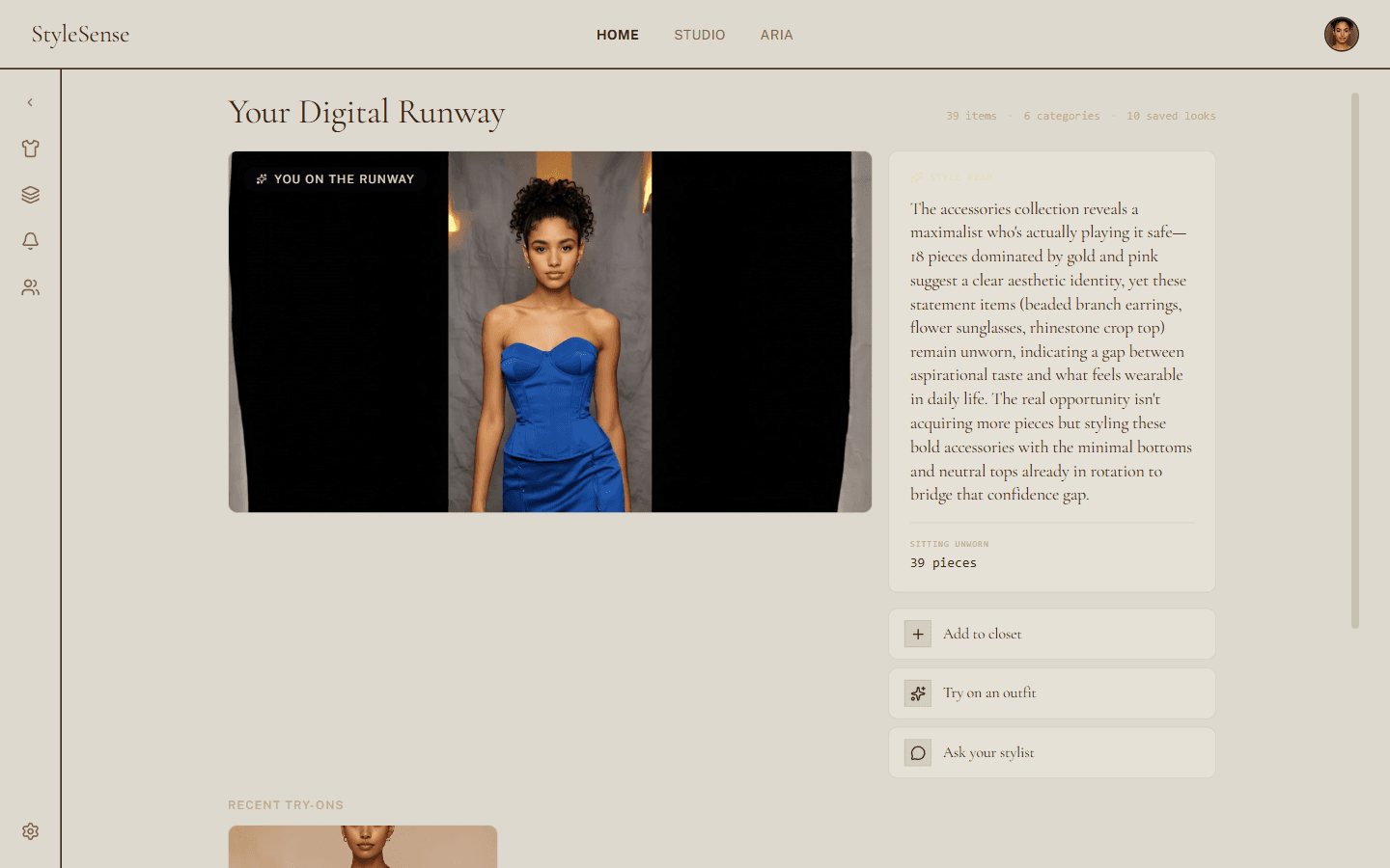 StyleSenseAI dashboard